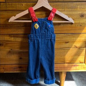 Vintage Carter’s Kids Denim Overalls with Red Straps